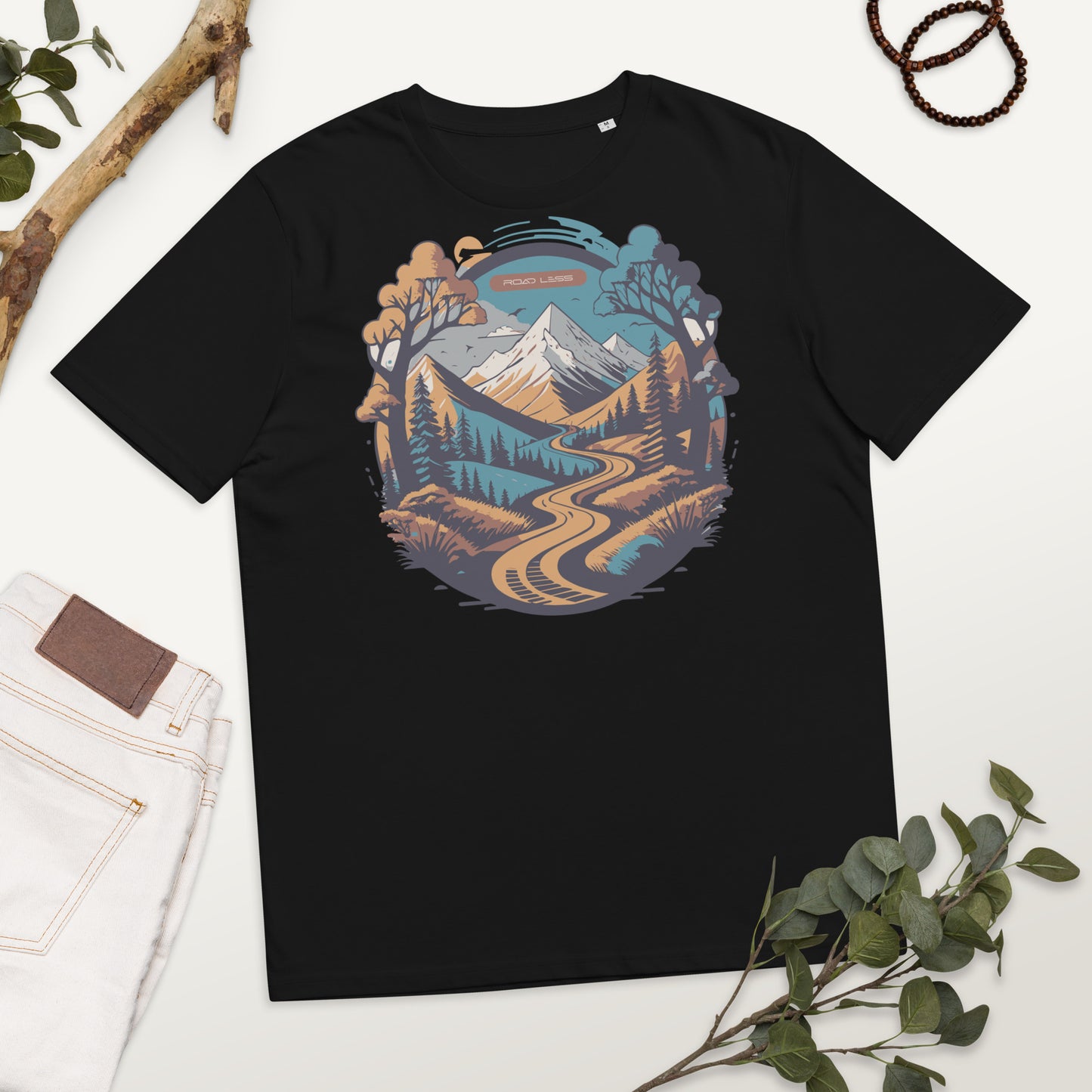 Unisex-Bio-Baumwoll-T-Shirt (Mountains Gravelroad)