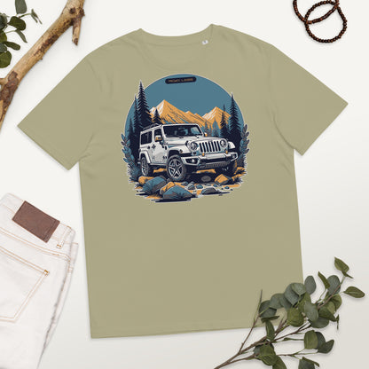 Unisex-Bio-Baumwoll-T-Shirt (Mountains Jeep)