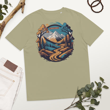 Unisex-Bio-Baumwoll-T-Shirt (Mountains Gravelroad)